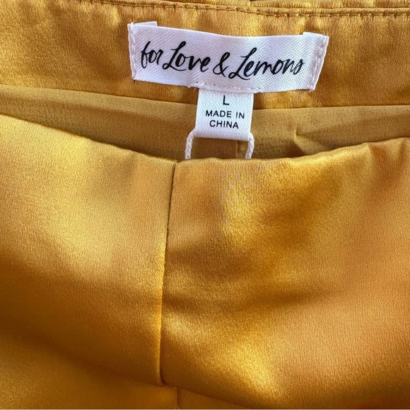 NWT For Love And Lemons “Drew” Yellow Satin Short Shorts Size Large - Picture 6 of 9